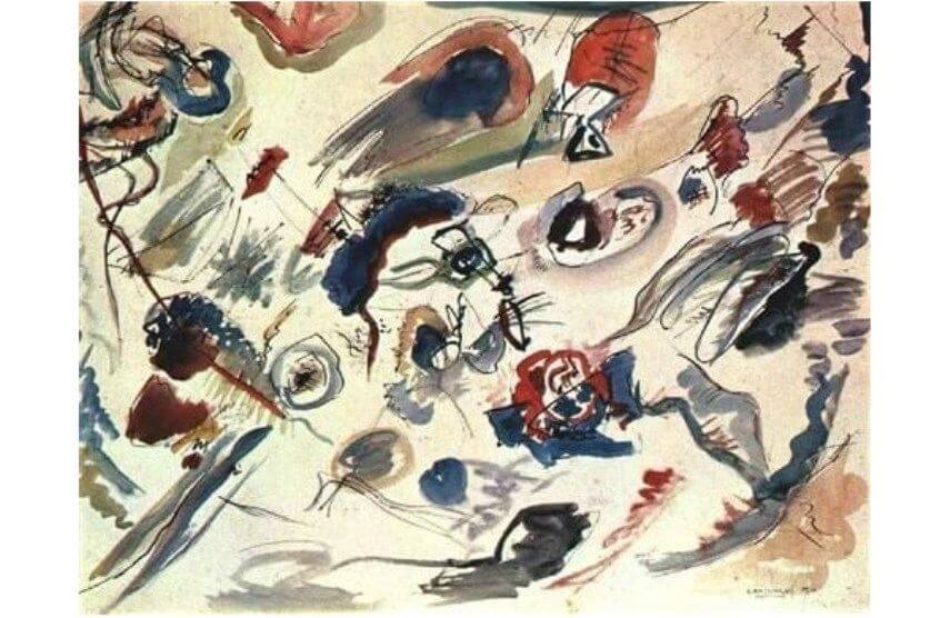 Василий Кандинский - первая абстрактная акварель, 1910, Национальный музей современного искусства, Центр Жоржа Помпиду, Париж, Франция