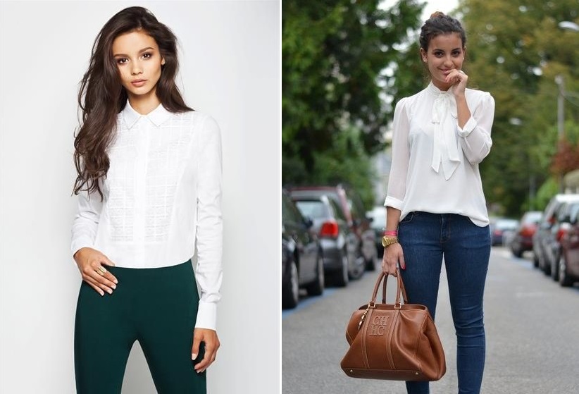 Блузки та сорочки білого кольору по праву займають почесне місце в жіночому гардеробі